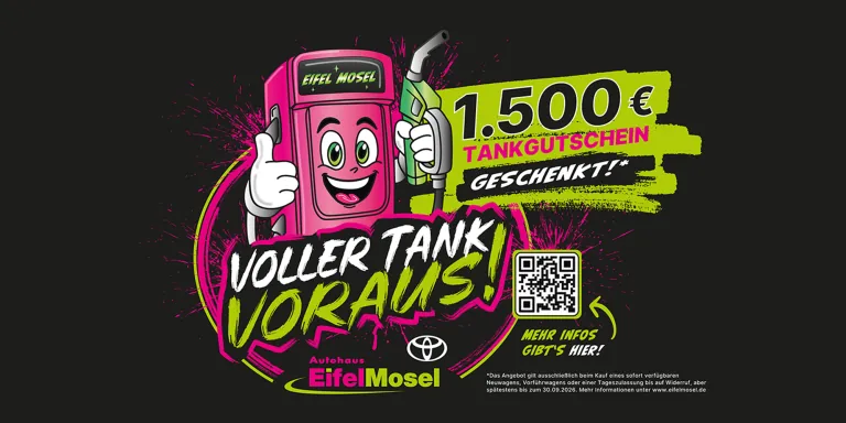 Voller Tank Voraus - 1.500 € Tankgutschein geschenkt